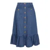 Valentino Garavani Blue Denim Cotton Skirt In Medium Blue