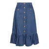 Valentino Garavani Blue Denim Cotton Skirt In Medium Blue