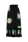 Valentino Womens Nero Avorio Verde Floral-print Silk-crepe Maxi Skirt In Pink