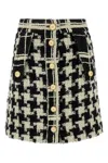Valentino Houndstooth High-waisted Skirt Button Detailing In Printed