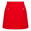 Valentino Crepe Couture Skirt With Heart Jewel Buttons In Red