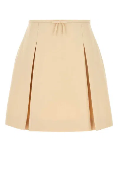 Valentino Crepe Couture Short Skirt In Neutral