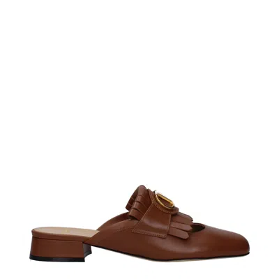 Valentino Garavani Slides And Clogs Women Brown Leather