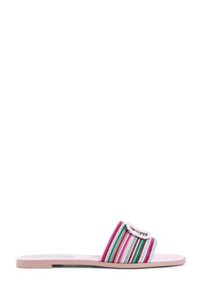 Valentino Garavani Multicolor Leather Slides In Pink