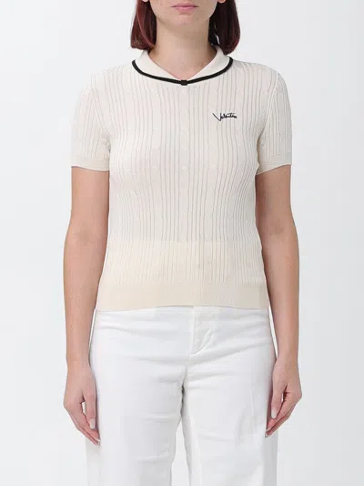 Valentino Garavani Slim Fit Ribbed V-neck Jumper With Contrast Trims In White