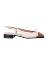 Valentino Slingback Ballerinas In Butter White + Tabacco