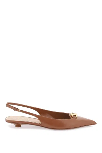 Valentino Garavani Moon Vlogo Slingback Ballerina Flats In Buff