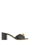 Valentino One Stud 60 Leather Sandal In Black