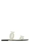 Valentino Sleek Flat Sole Slippers With Open Toe Cut-outs In White