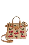 Valentino Antibes Small Leather-trimmed Embroidered Raffia Tote