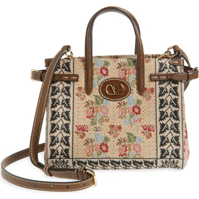 Valentino Garavani Small Antibes Jacquard Tote In Multi