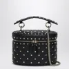 Valentino Garavani Black Quilted Leather Cylindrical Vanity Bag With Chain Women In Black