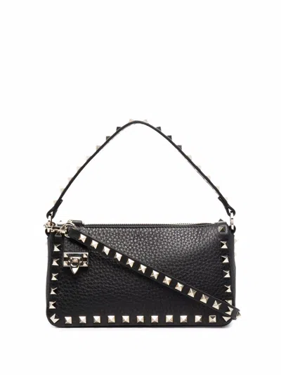 Valentino Garavani Rockstud Small Leather Shoulder Bag In Black