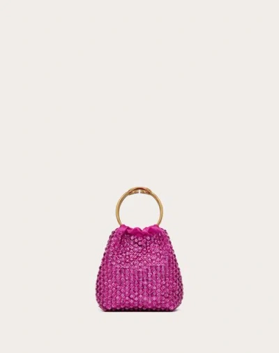 Valentino Garavani Small Carry Secrets Embroidered Bucket Bag Woman Fuchsia/pink Pp Uni In Burgundy