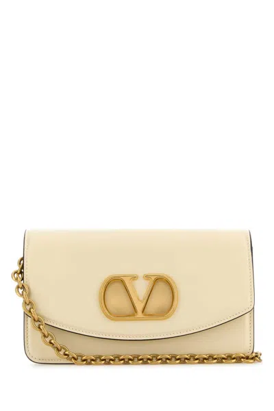 Valentino Garavani Leather Shoulder Bag Chain Strap In White
