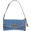 Valentino Garavani  Garavani Devain Small Denim Shoulder Bag Woman Denim Uni In Orange