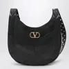 Valentino Garavani  Garavani Hoboho Small Hobo Bag In Chevron-patterned Nappa Leather Woman In Black