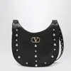 Valentino Garavani Small Hoboho Bag With Chevron Pattern And Studs In Black