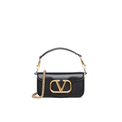 Valentino Garavani Small Loc Calfskin Shoulder Bag In Black