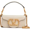 Valentino Garavani Small Locò Leather Shoulder Bag In White
