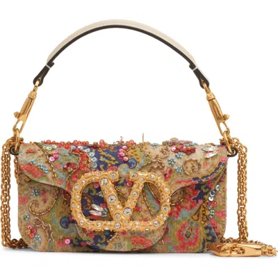 Valentino Garavani Small Locò Vlogo Beaded Paisley Shoulder Bag