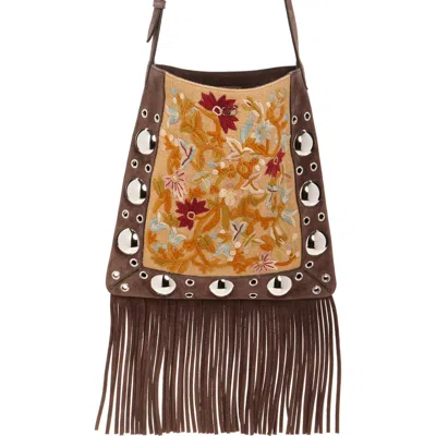 Valentino Garavani Small Nellcôte Fringe Stud Embroidered Crossbody Bag