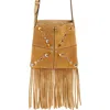Valentino Garavani Small Nellcote Fringe Stud Suede Crossbody Bag In Beige