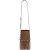 Valentino Garavani Small Nellcôte Fringed Studded Leather Crossbody Bag In Brown