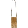 Valentino Garavani Small Nellcôte Fringed Studded Suede Crossbody Bag In Sand
