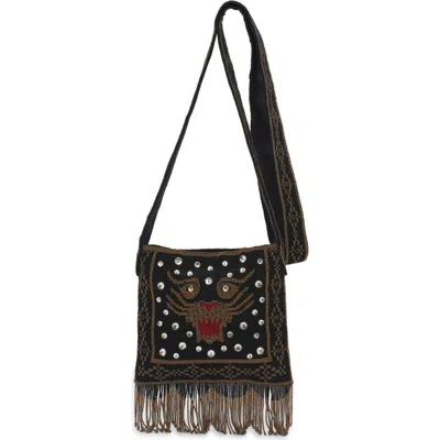 Valentino Garavani Small Nellcôte Le Chat Beaded Crossbody Bag In Brown