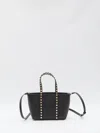Valentino Small Calfskin Tote Studs In Black