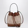 Valentino Garavani Small Rockstud Bucket In Fabric And Leather Women In Brown