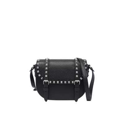 Valentino Garavani Men Rockstud Messenger Small Shoulder Bag In Black