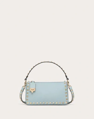 Valentino Garavani Small Rockstud Grainy Calfskin Crossbody Bag Woman Porcelain Blue Uni