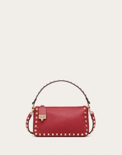 Valentino Garavani Small Rockstud Grainy Calfskin Crossbody Bag Woman Rosso Valentino Uni In ロッソ ヴァレンティノ