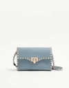 Valentino Garavani Small Rockstud Grainy Calfskin Crossbody Bag Woman Stone Uni In Gray