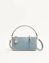 Valentino Garavani Small Rockstud Grainy Calfskin Crossbody Bag Woman Stone Uni In Gray