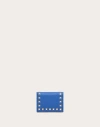 Valentino Garavani Small Rockstud Grainy Calfskin Wallet Woman Cobalt Uni In Blue
