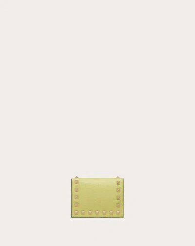 Valentino Garavani Small Rockstud Grainy Calfskin Wallet Woman Light Yellow Uni In Light Yellow