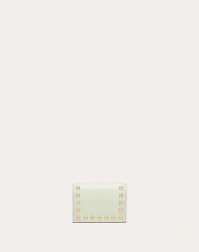 Valentino Garavani Small Rockstud Grainy Calfskin Wallet Woman Meadow Mist Uni In Green