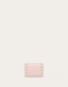 Valentino Garavani Small Rockstud Grainy Calfskin Wallet Woman Rose Quartz Uni In Pink