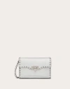 Valentino Garavani Small Rockstud Grainy Metallic Calfskin Crossbody Bag Woman Silver Uni In Silver