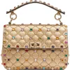 Valentino Garavani Small Rockstud Quilted Metallic Leather Shoulder Bag In Multi