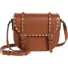 Valentino Rockstud Small Messenger Shoulder Bag In Brown