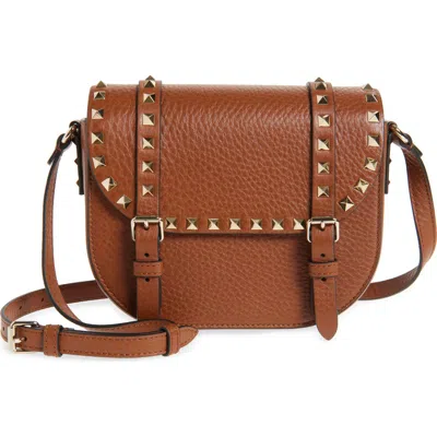Valentino Garavani Small Rockstud Saddle Crossbody Bag In Selleria