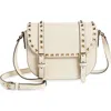 Valentino Garavani Small Rockstud Saddle Crossbody Bag In Light Ivory