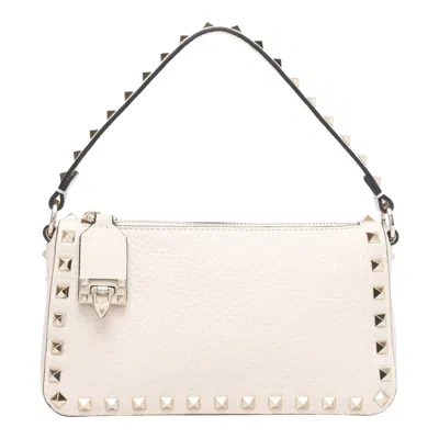 Valentino Garavani Small Rockstud Shoulder Bag In White