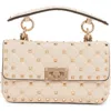 Valentino Garavani Small Rockstud Spike Leather Shoulder Bag In Light Ivory