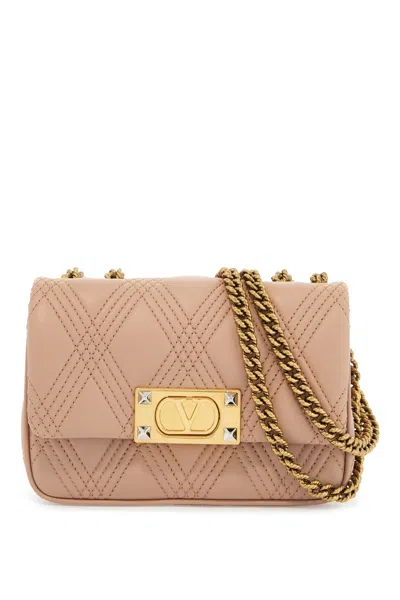 Valentino Garavani Small Shoulder Bag In Cinnamon Pink With Diamond Pattern Women