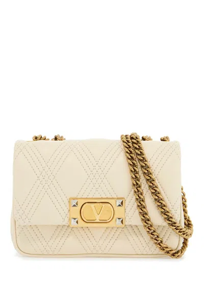 Valentino Garavani Small Shoulder Bag In Leather With Golden Chain Butter White Women